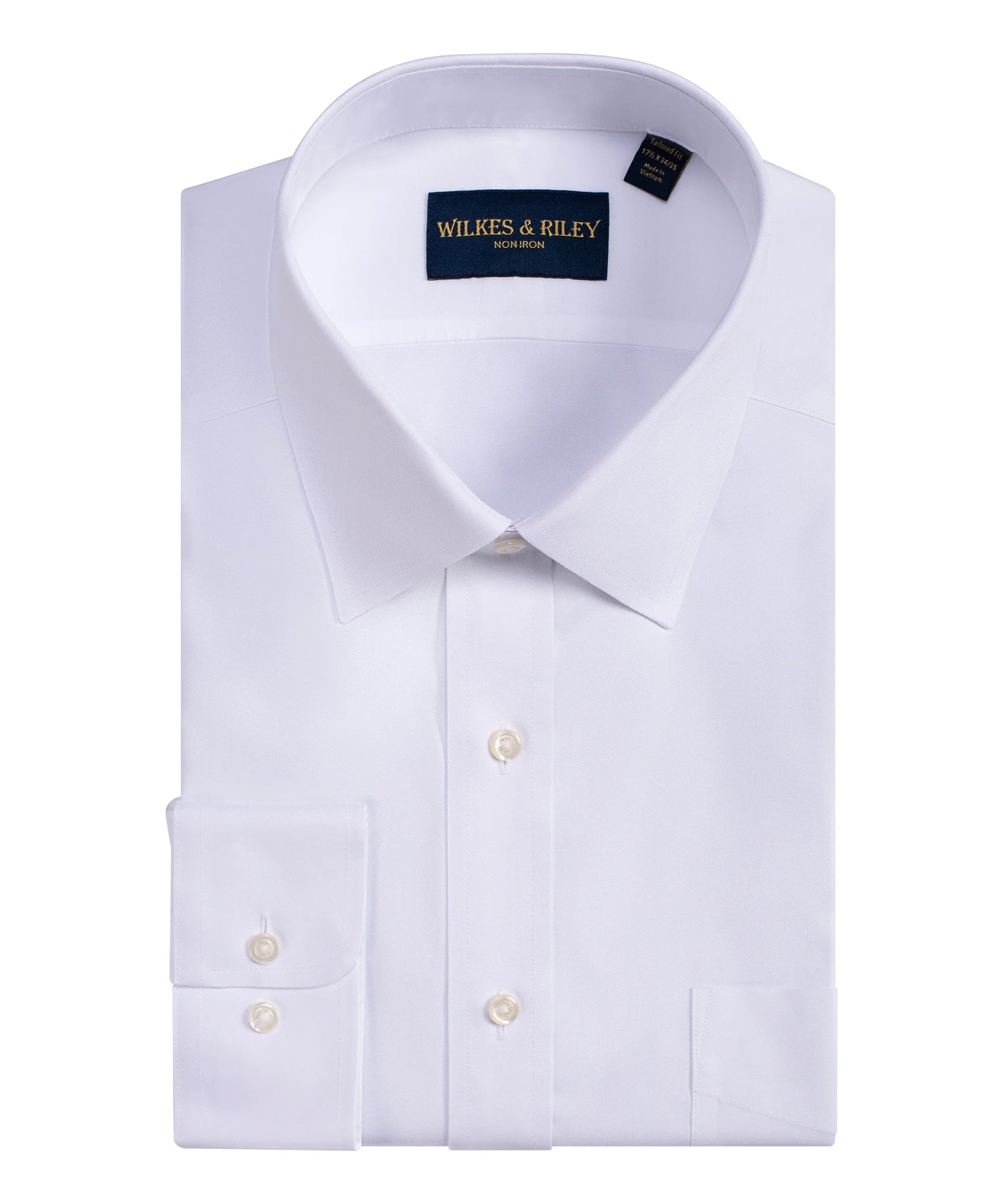Classic Fit White Spread Collar Non-Iron Pinpoint Oxford Dress Shirt