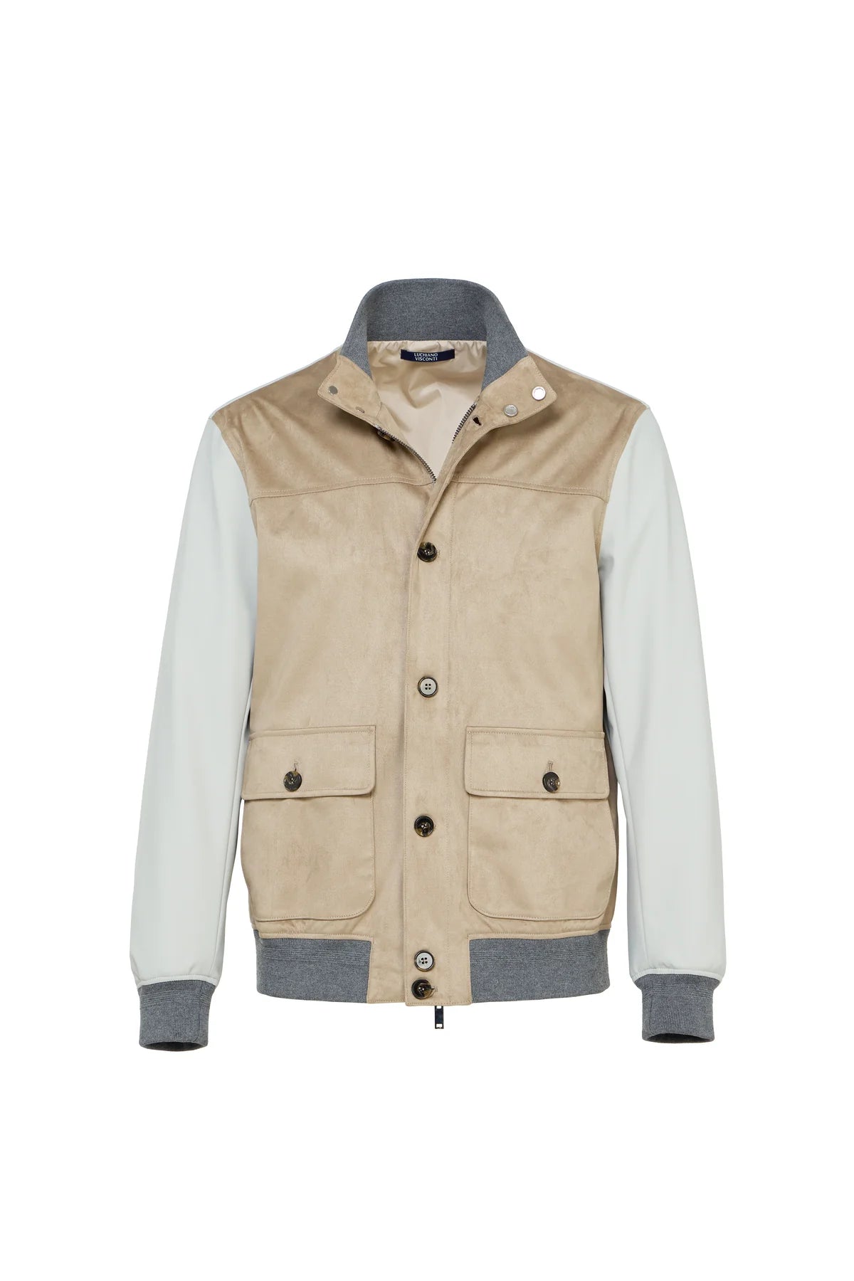 Techno Bomber Jacket in Faux Suede