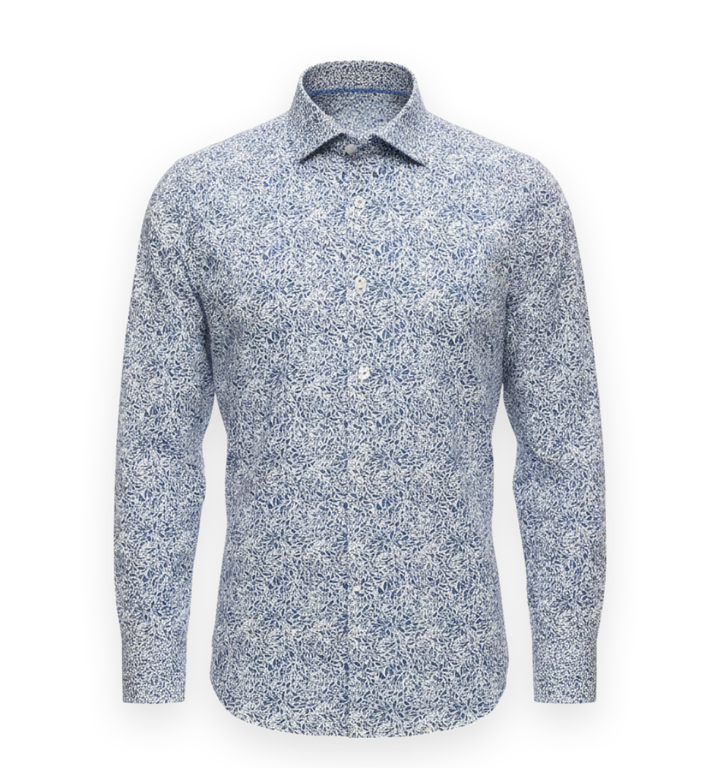 Luchiano Visconti Men's Indigo Print Casual Shirt