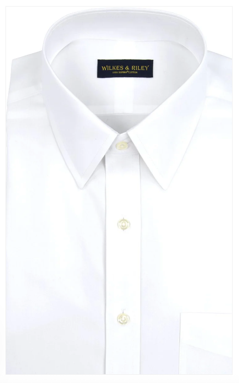 Classic Fit White Button-Down Collar Non-Iron Pinpoint Oxford Dress Shirt