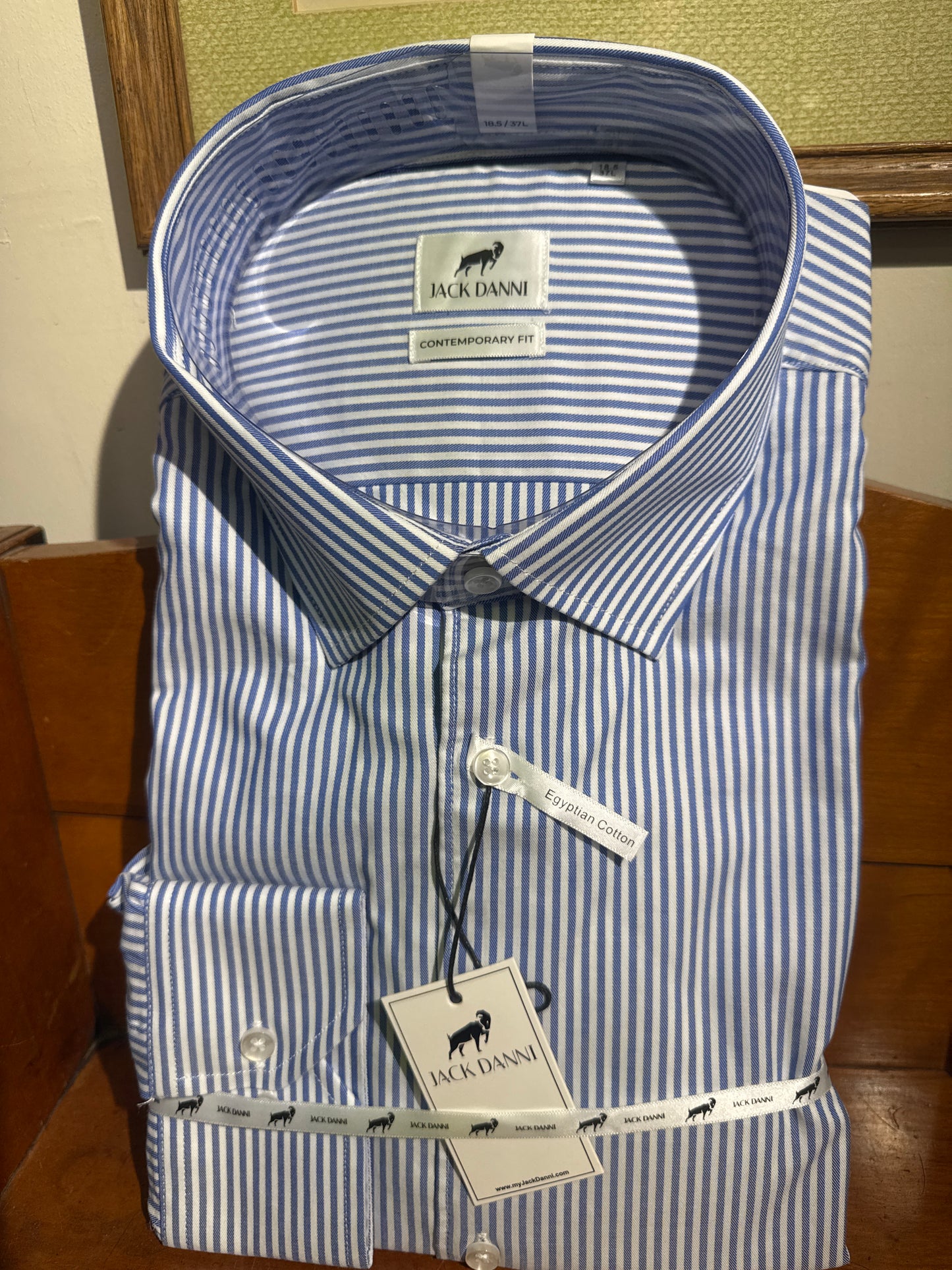Blue Stripe Cotton Dress Shirt