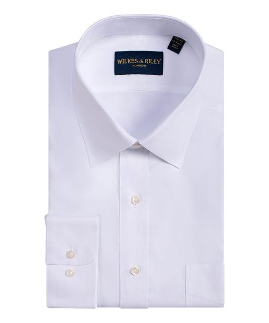 Classic Fit White Spread Collar Non-Iron Pinpoint Oxford Dress Shirt