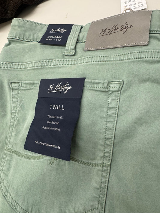 Iceberg Green Twill Five Pocket Pants - Courage Fit