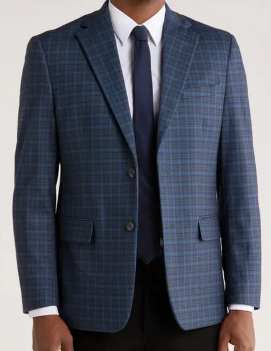 Duchamp Sports Coat Blue Plaid