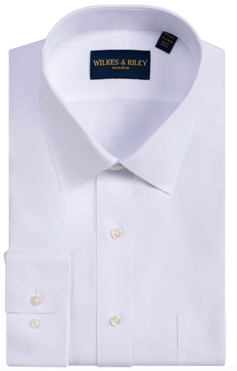 Classic Fit White Spread Collar French Cuff Non-Iron Pinpoint Oxford Dress Shirt
