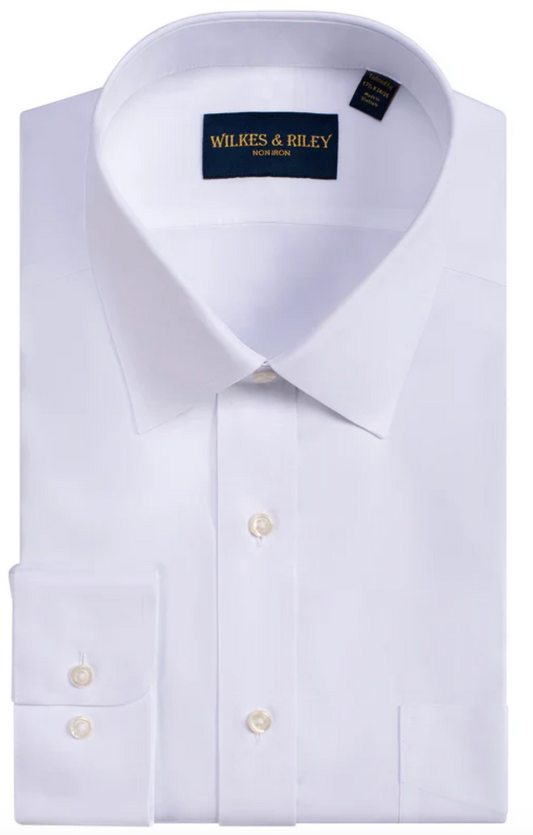 Classic Fit White Spread Collar French Cuff Non-Iron Pinpoint Oxford Dress Shirt