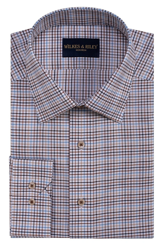 Classic Fit Spice Tattersall Spread Collar Non-Iron Dress Shirt